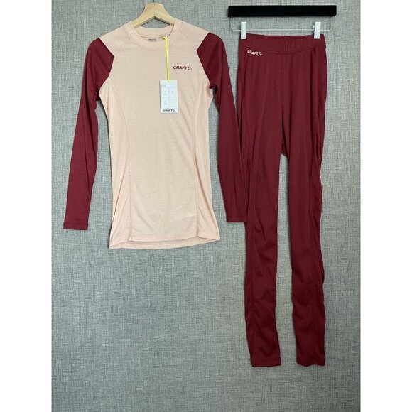 Craft Baselayer Set Women s Extra Small Pink Red Rhubarb Core Warm Pant Top New - Picture 2 of 8